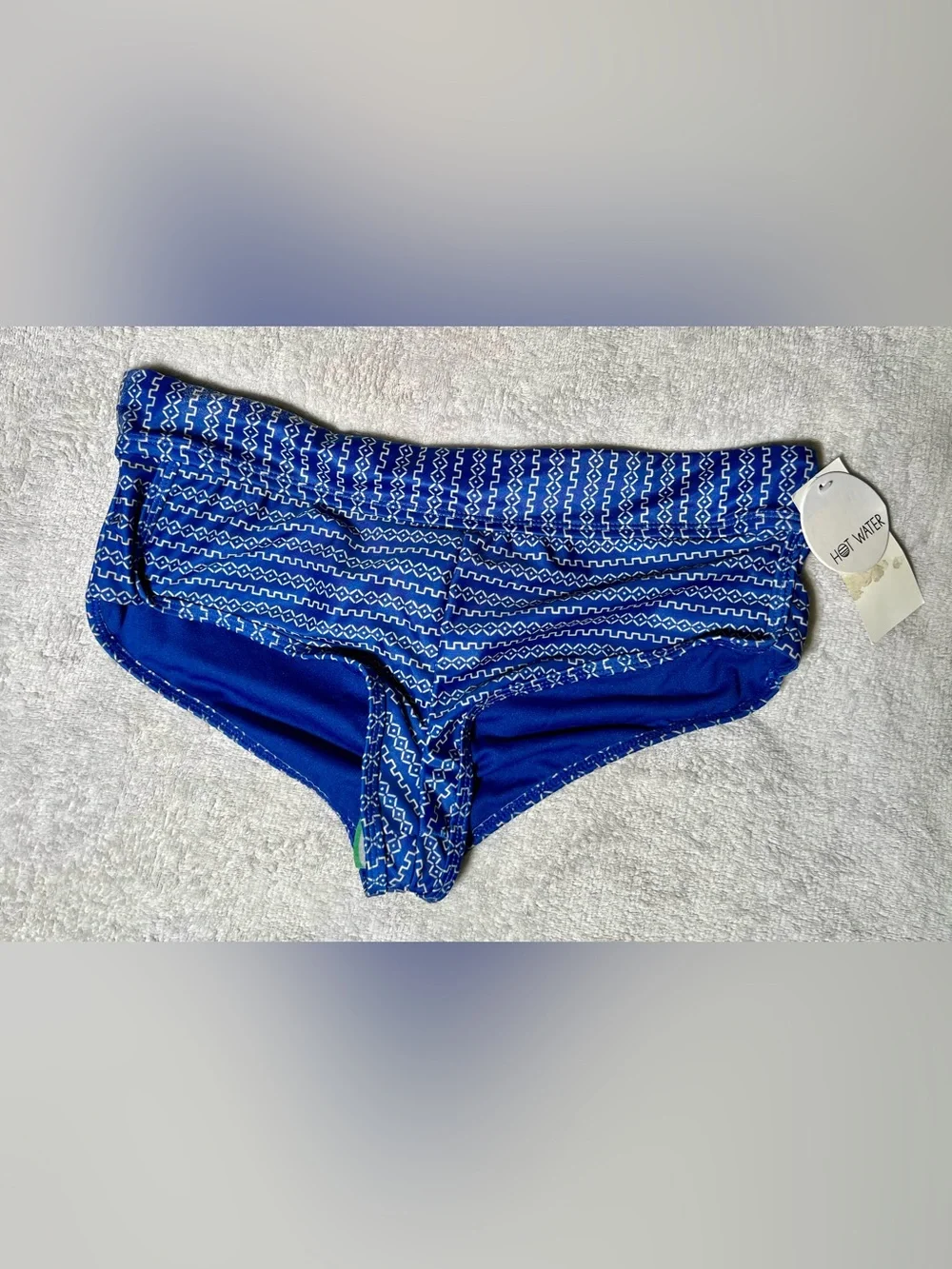 NWT!! Hot Water Blue Geo-Pattern Women  Bikini Bottom Size PS